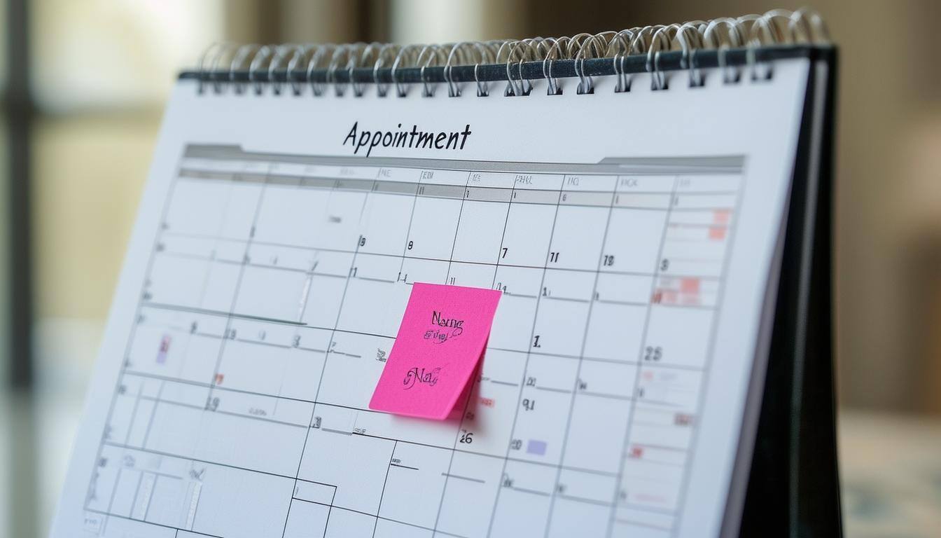 Calendar page marking a booked appointment.